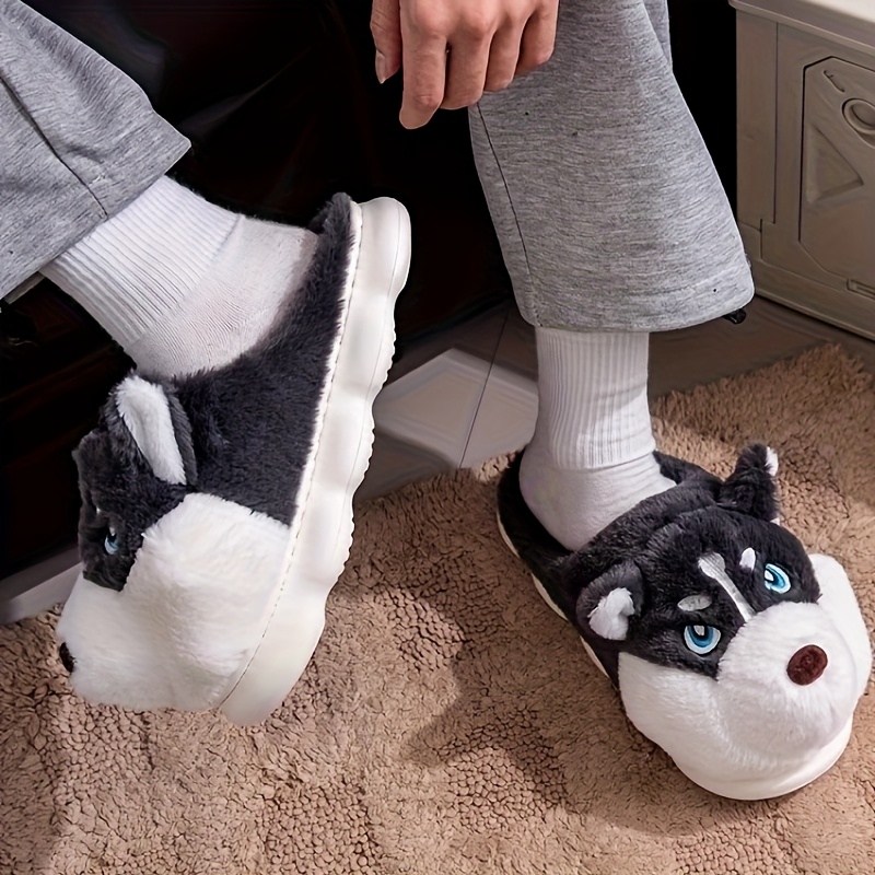 Men Shoes Eu To Us Size - ZUOFU Niedliche Husky-Hund-Plüsch-Hausschuhe Herbst Winter Weiche