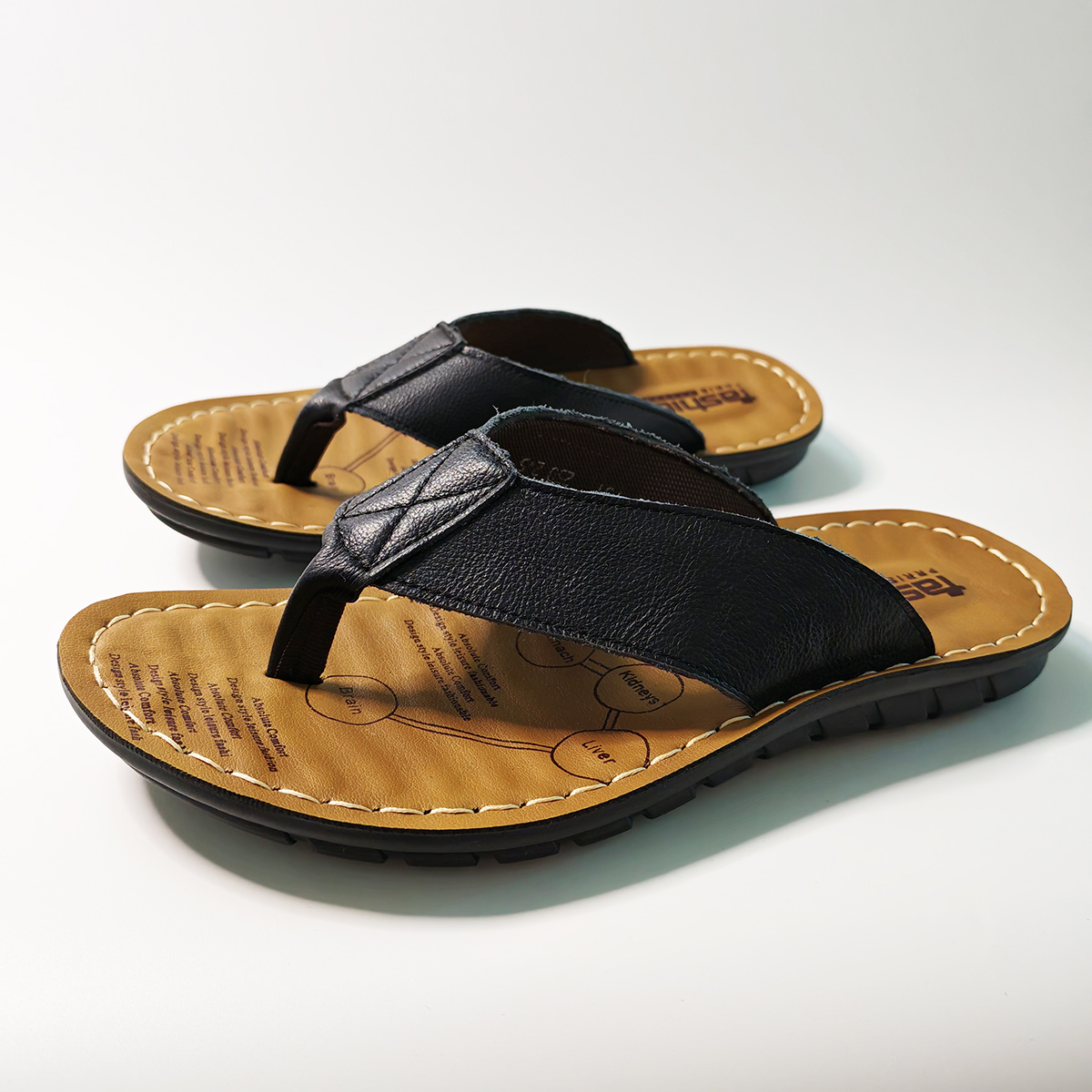 Flip Flop Beach Men - Sommerschuhe Herren-Hausschuhe aus echtem Leder, flache