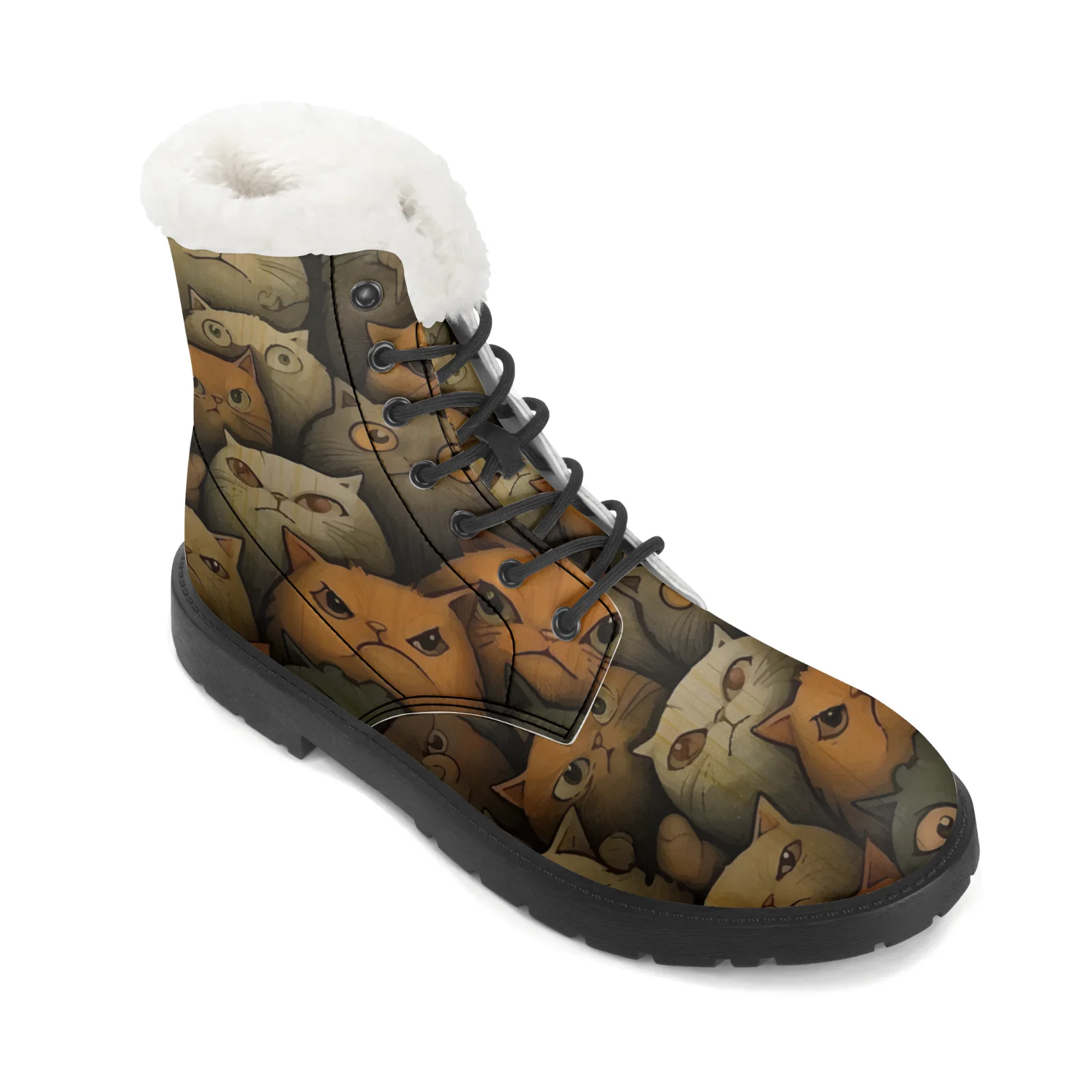 Niedliche Katzen-Print Plüsch- – Men Shoes Eu To Us Size Bewertung und Preis
